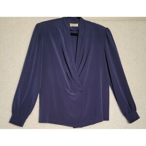 ADOLPH SCHUMAN‎ FOR LILLI ANN Wrap Blouse Vintage XL (No Size Tag) Womens 0253